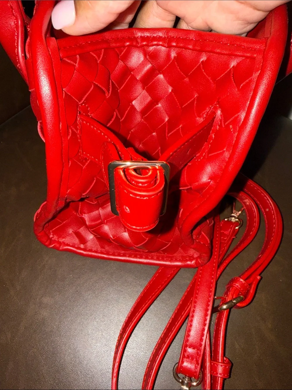Urban Expressions Red Woven Satchel with Detachable Strap